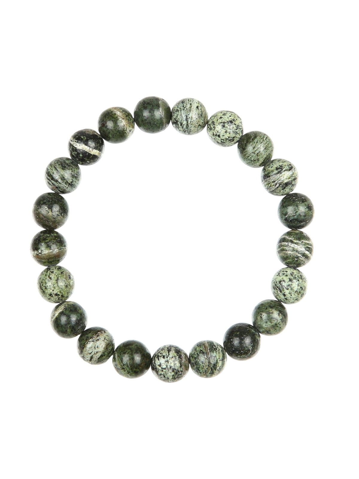 Green Zebra Jasper Stone Stretch Bracelet B2978-10MM - view 3
