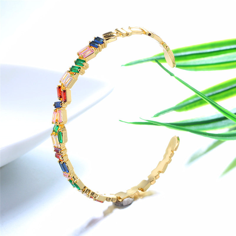 Zircon Copper Cuff Bracelet B3007