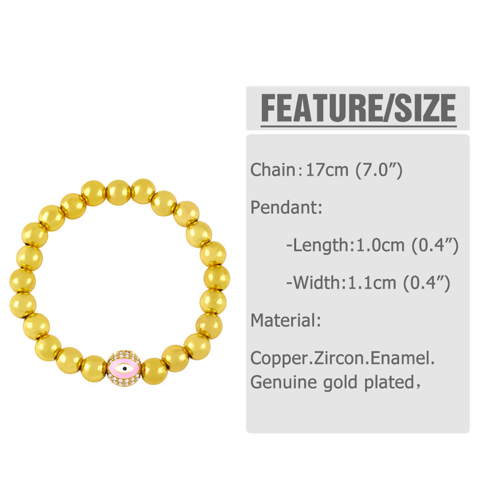 Evil Eye Zircon Bead Bracelet B3043