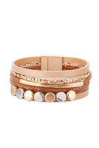 Alloy Leatherette Magnetic Bracelet B3047 - Brown