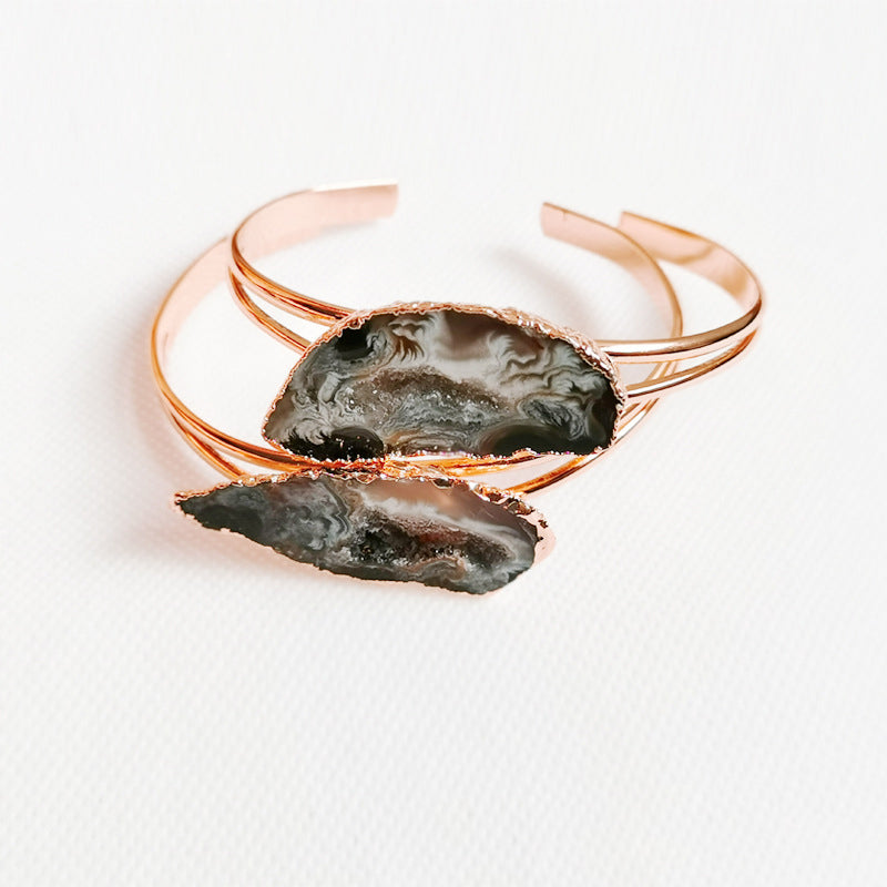Druzy Stone Alloy Cuff Bracelet B3173