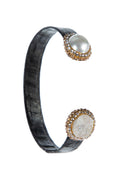 Druzy Pearl Leather Cuff Bracelet B3204