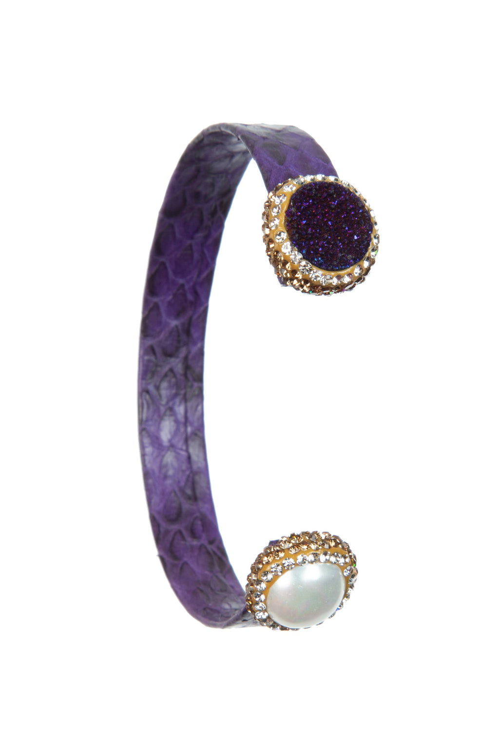 Druzy Pearl Leather Cuff Bracelet B3204