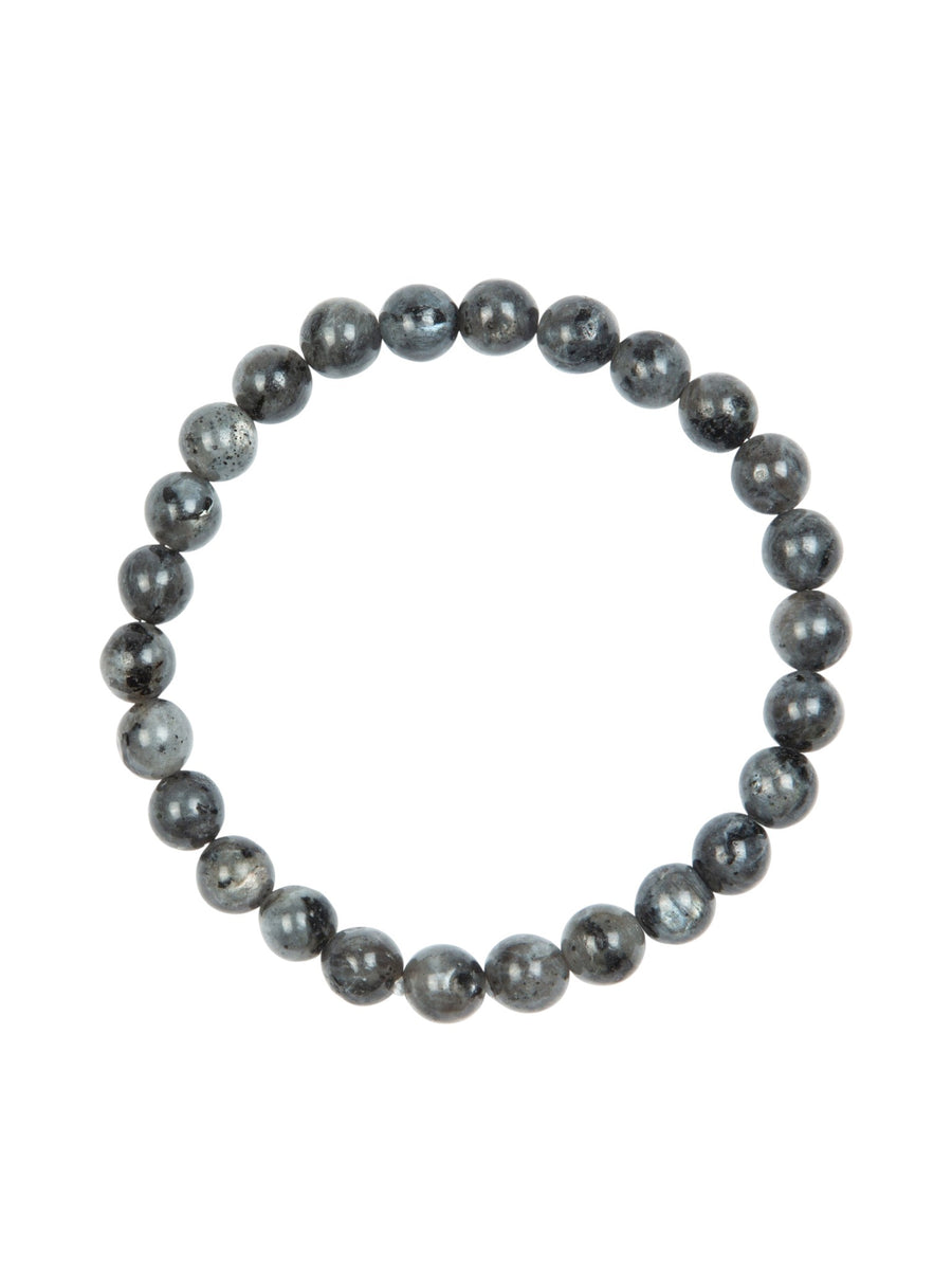 Black Labradorite Stone Stretch Men's Bracelet B3230-8MM