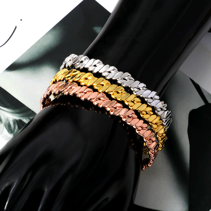 Chain Stainless Steel Cuff Bracelet B3315