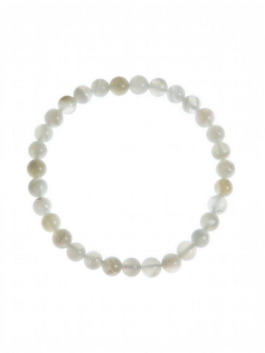 White Moon Stone Stretch Bracelet B3426-6MM