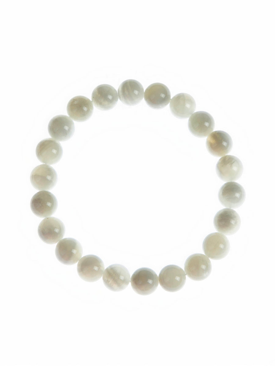 White Moon Stone Stretch Bracelet B3426-8MM