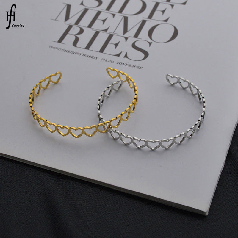 Heart Stainless Steel Cuff Bracelet B3432