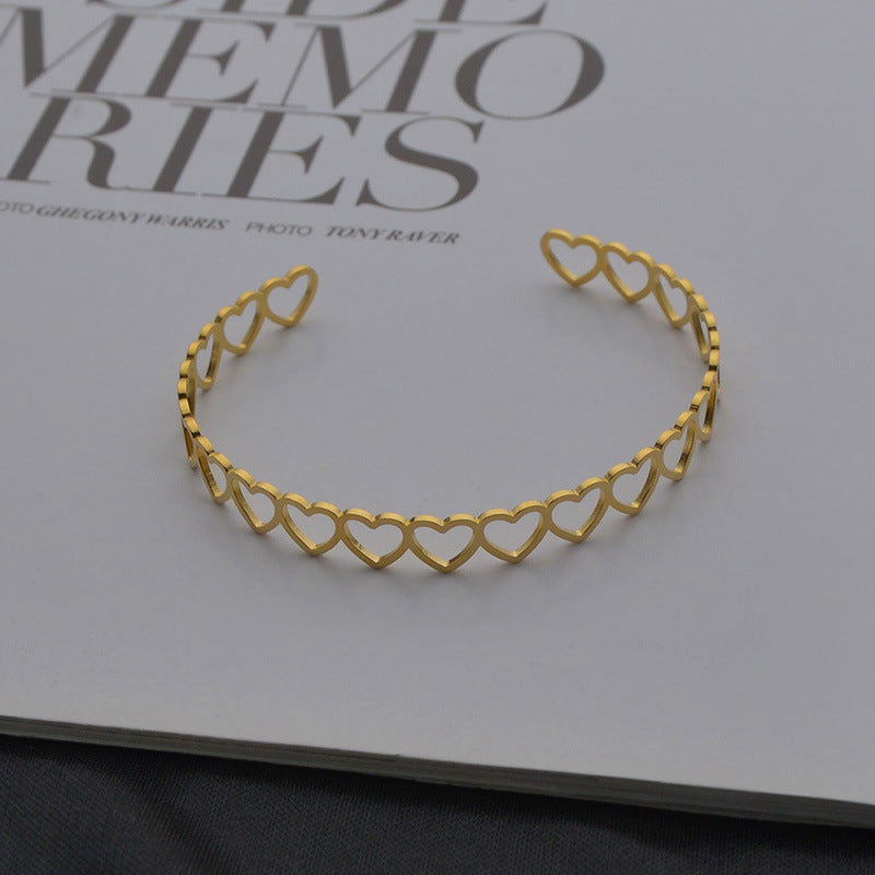 Heart Stainless Steel Cuff Bracelet B3432