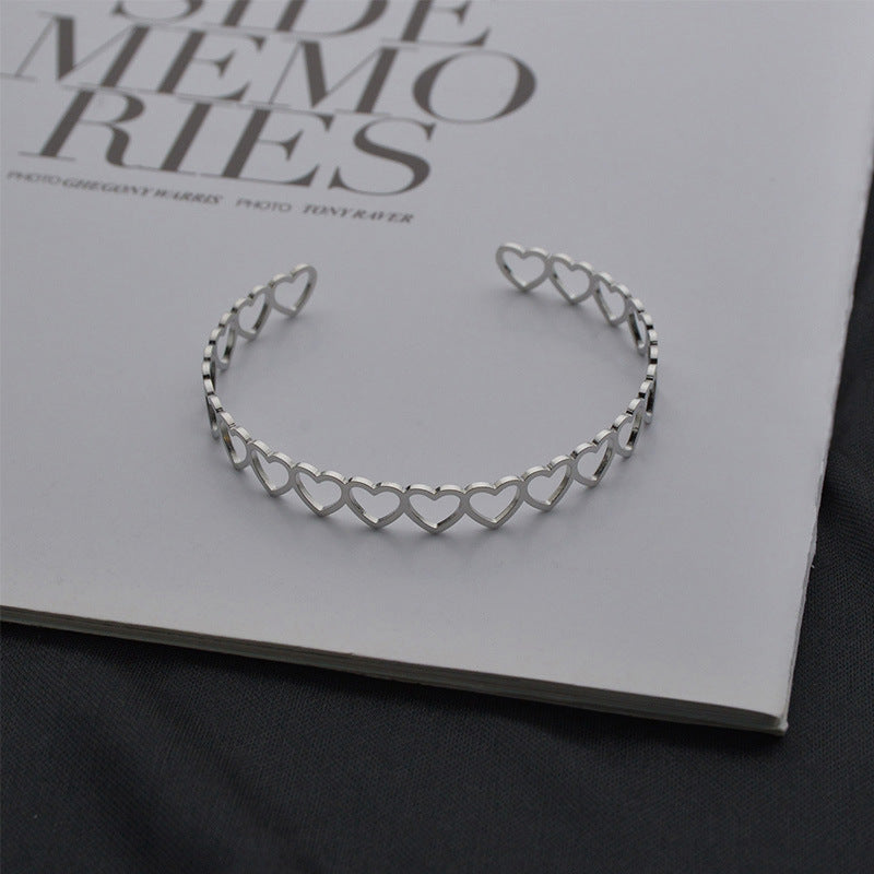 Heart Stainless Steel Cuff Bracelet B3432