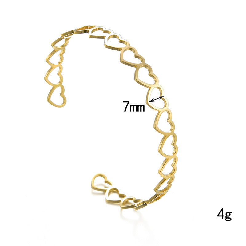 Heart Stainless Steel Cuff Bracelet B3432