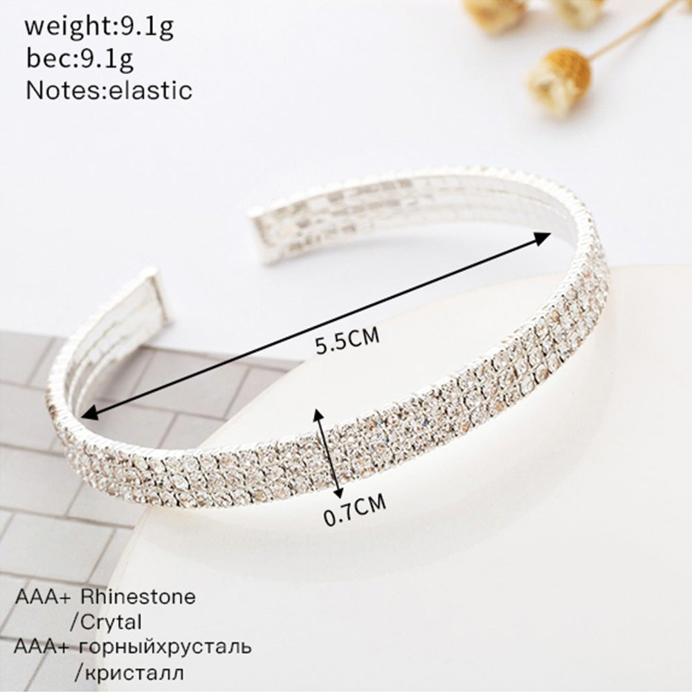 Three Row Rhinestone Cuff Bracelet B3494