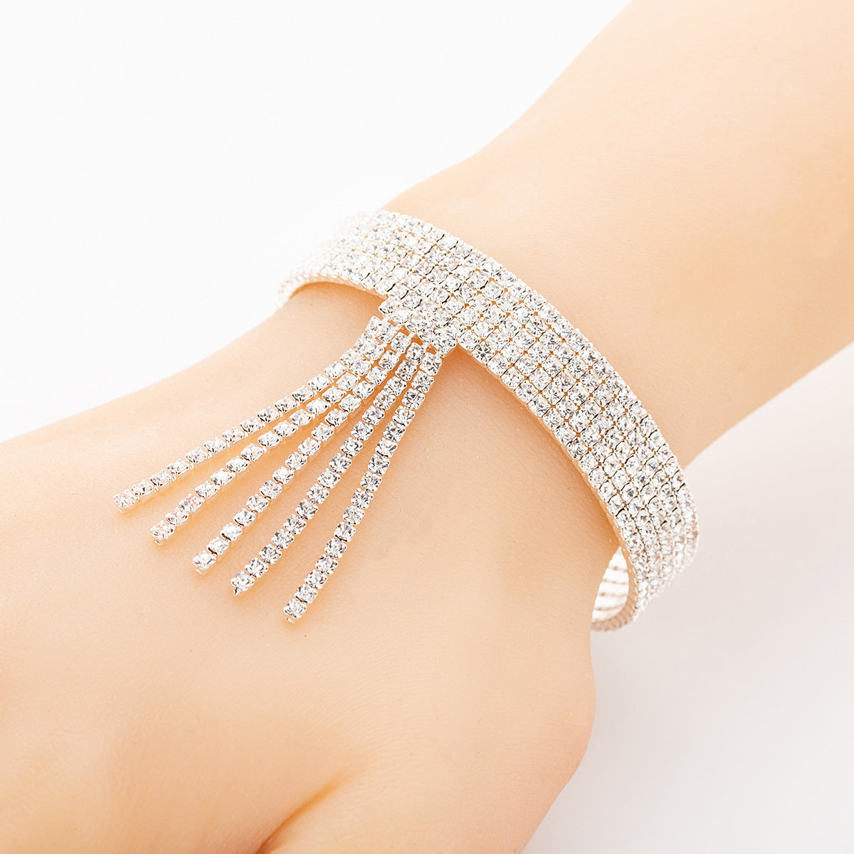 Rhinestone Tassel Cuff Bracelet B3495