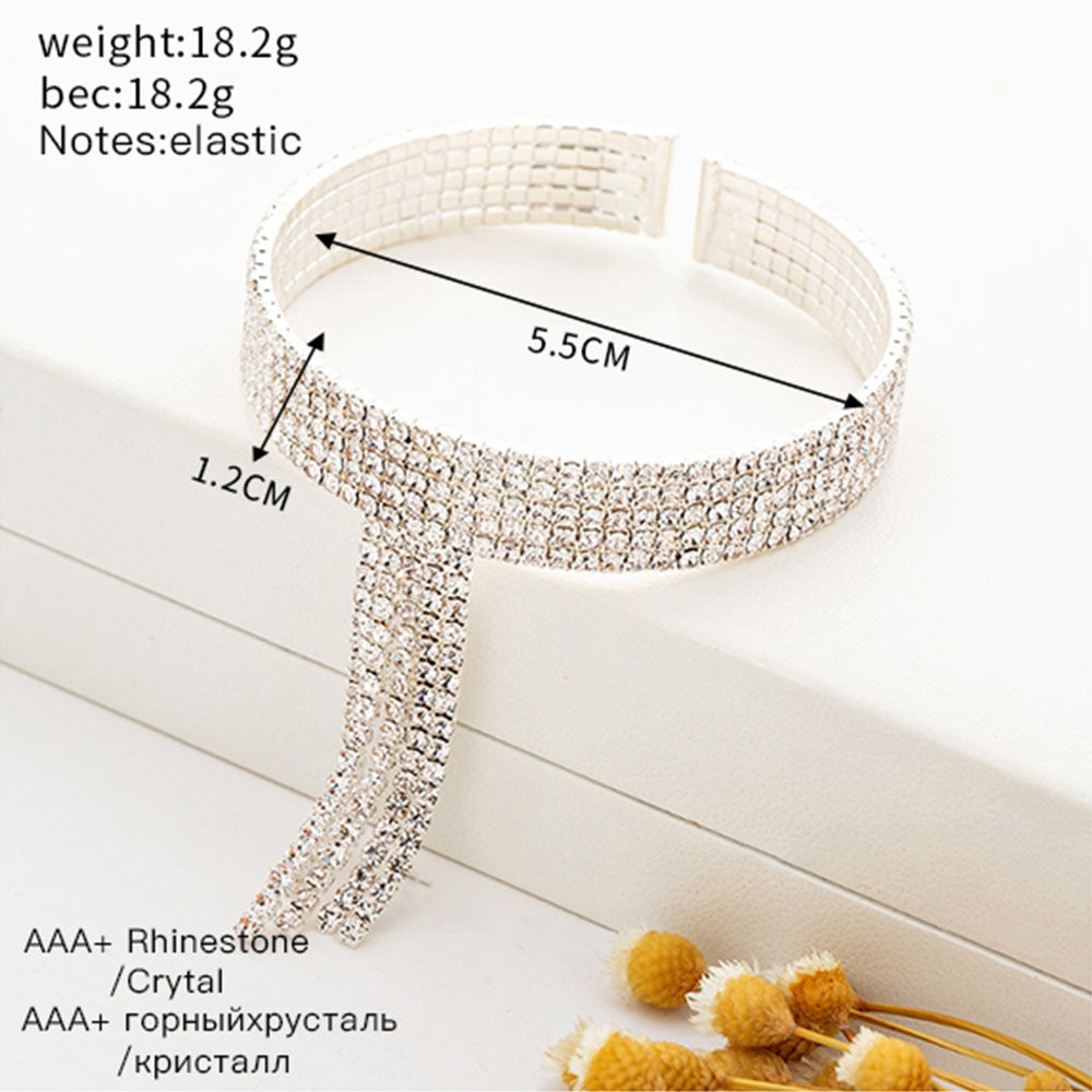 Rhinestone Tassel Cuff Bracelet B3495