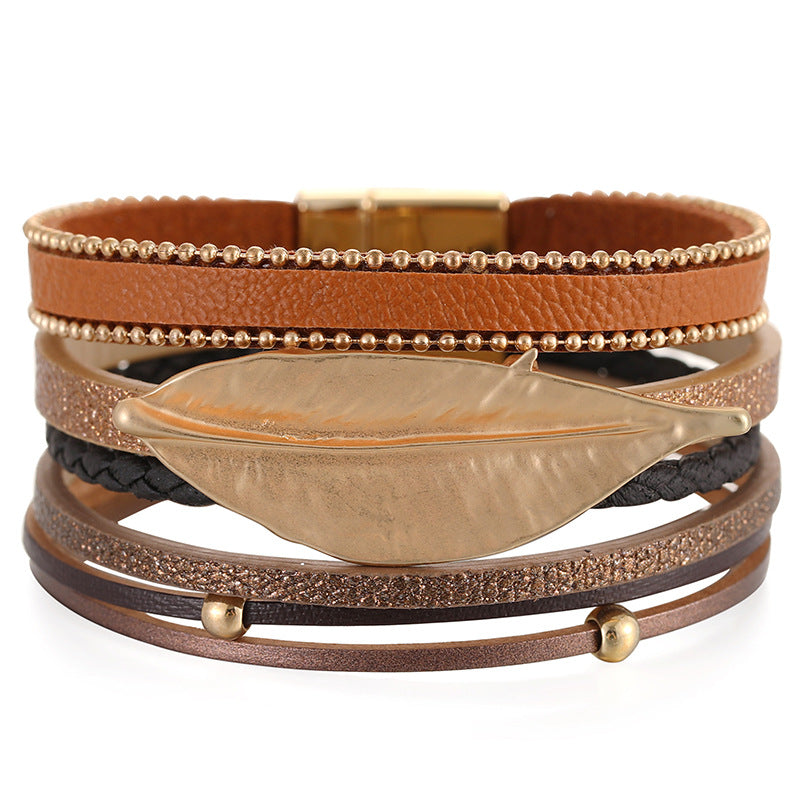 Leaf Leatherette Magnetic Bracelet B3549 - view 5