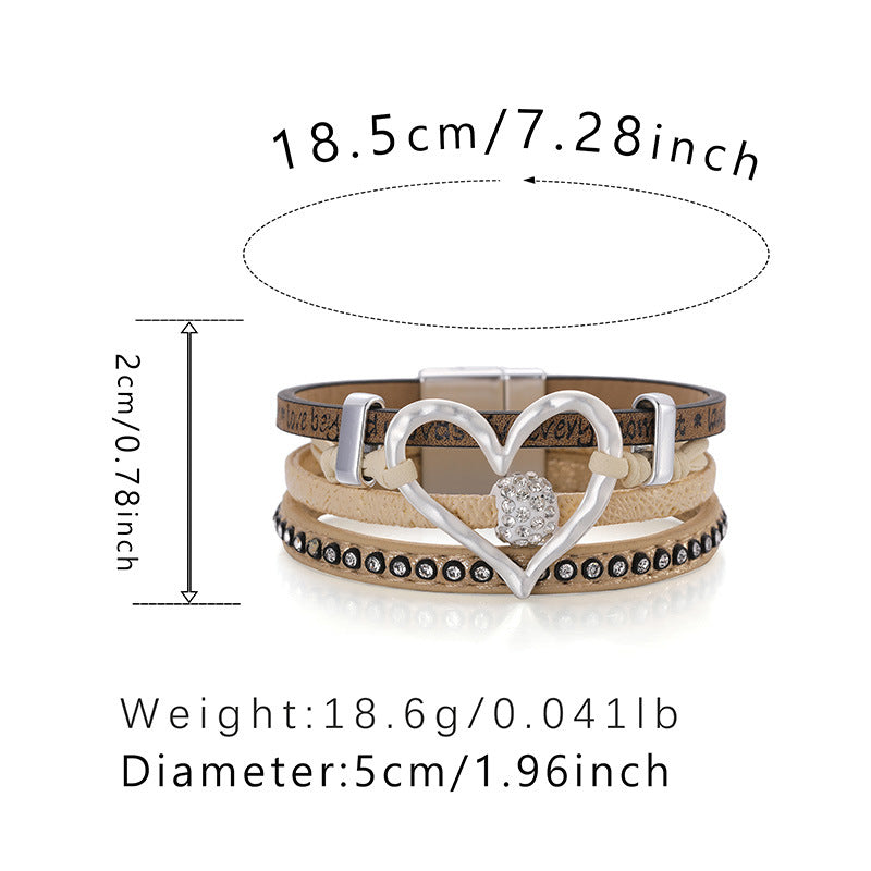 Heart Leatherette Magnetic Bracelet B3580 - view 2