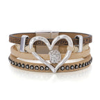 Heart Leatherette Magnetic Bracelet B3580