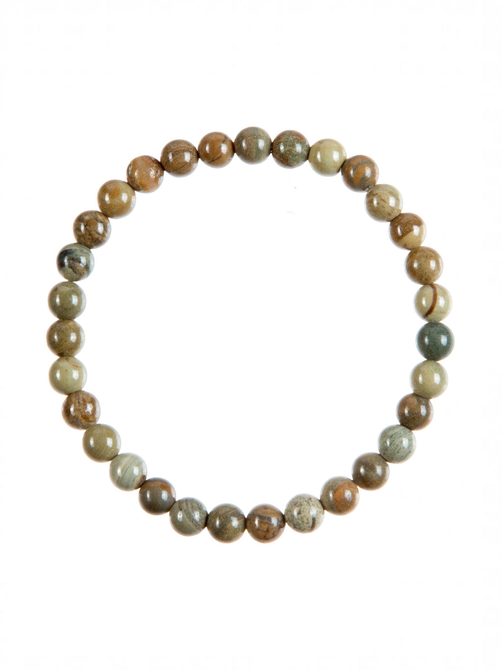 Silver Leaf Jasper Stone Stretch Bracelet B3591-8MM