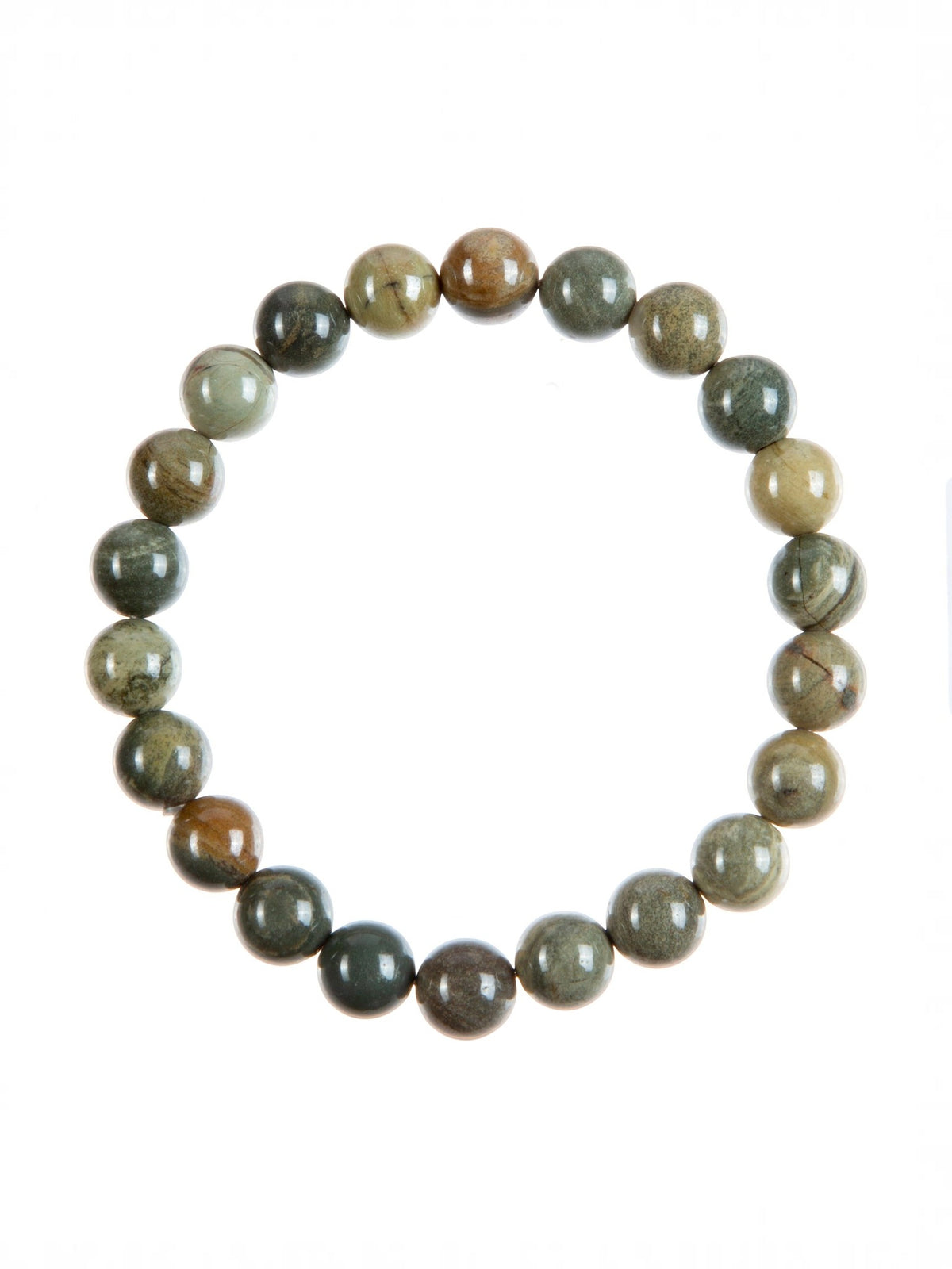 Silver Leaf Jasper Stone Stretch Bracelet B3591-6MM