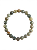 Silver Leaf Jasper Stone Stretch Bracelet B3591-8MM - view 2