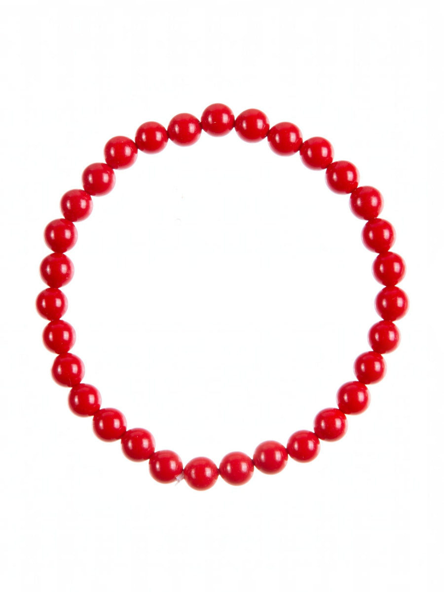 Coral Jade Stone Stretch Bracelet B3605-6MM