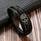 Skull Braided Vegan Leather Magnetic Bracelet B3663 - view 2