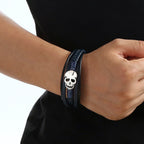 Skull Braided Vegan Leather Magnetic Bracelet B3663 - view 3