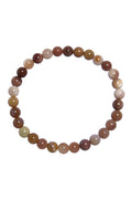 Red Silicified Wood Bead Stretch Bracelet B3708-6MM