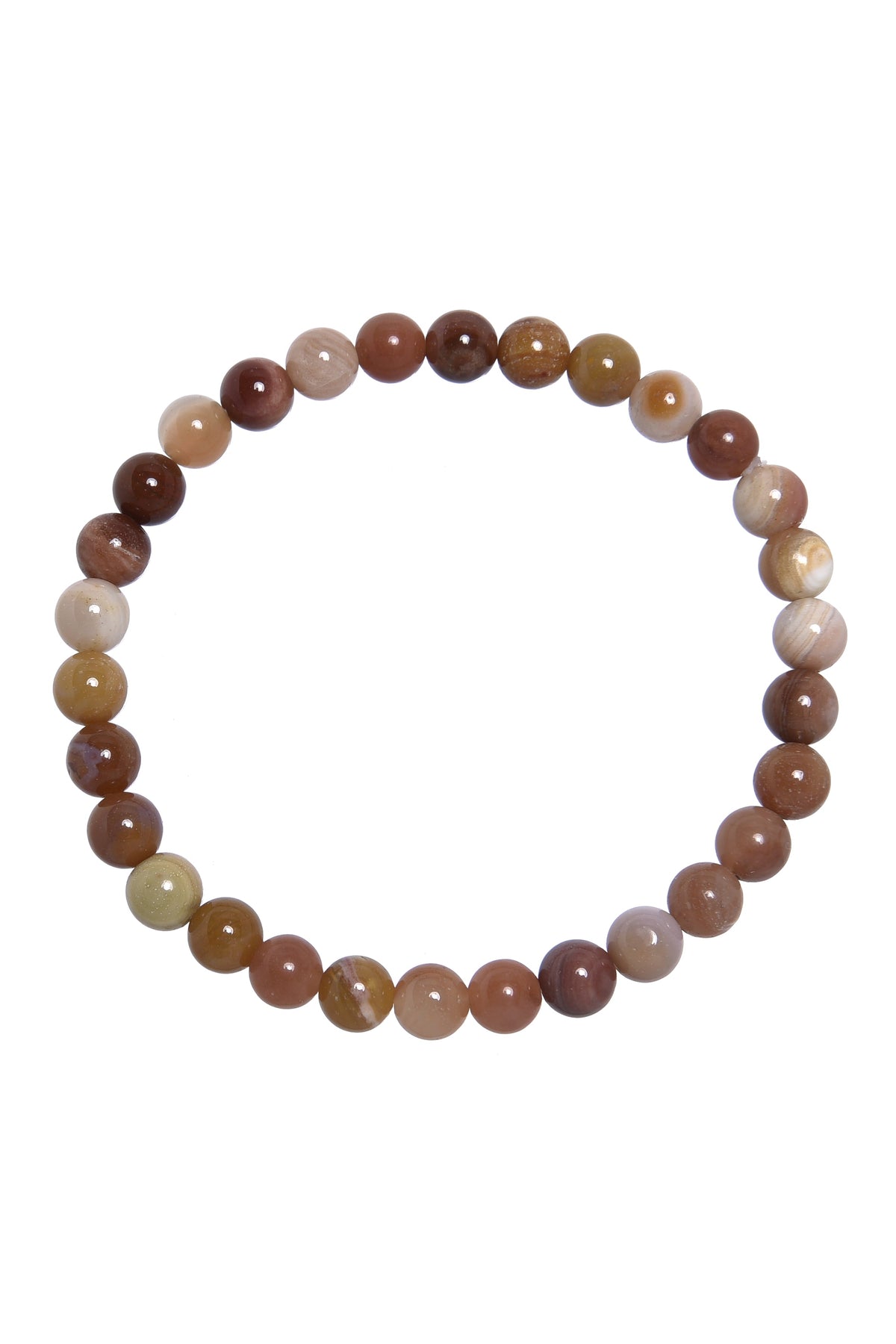 Red Silicified Wood Bead Stretch Bracelet B3708-6MM