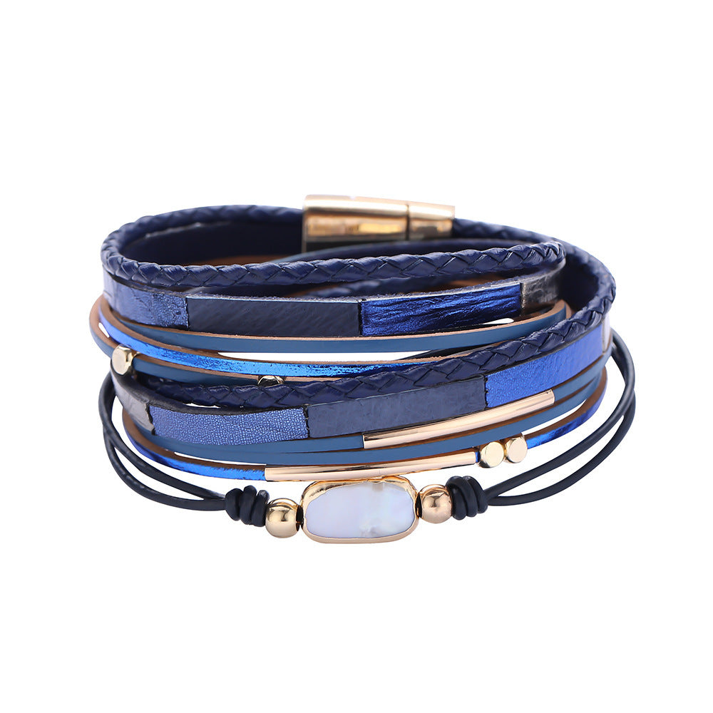 Pearl Vegan Leather Magnetic Bracelet B3736