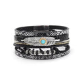 Feather Turquoise Leather Magnetic Bracelet B3779 - view 2