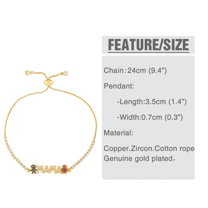 MAMA Cubic Zirconia Chain Bracelet B3815