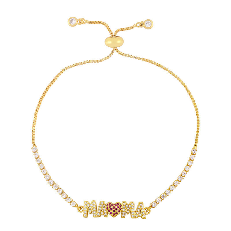 MAMA Cubic Zirconia Chain Bracelet B3817