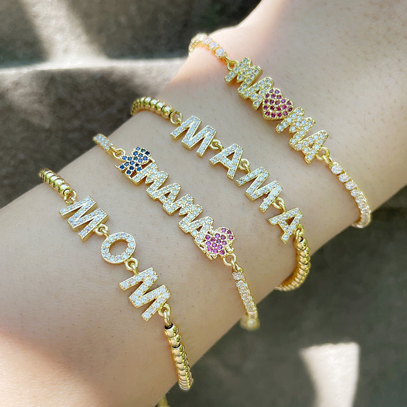 MAMA Cubic Zirconia Chain Bracelet B3817