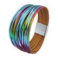 Multicolor Vegan Leather Magnetic Bracelet B3921 - view 2