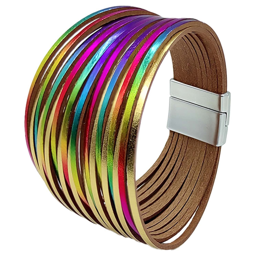 Multicolor Vegan Leather Magnetic Bracelet B3921