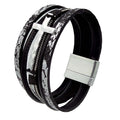 Cross Pendant Leatherette Magnetic Bracelet B3922