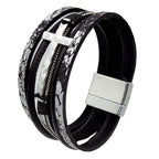 Cross Pendant Leatherette Magnetic Bracelet B3922 - view 5