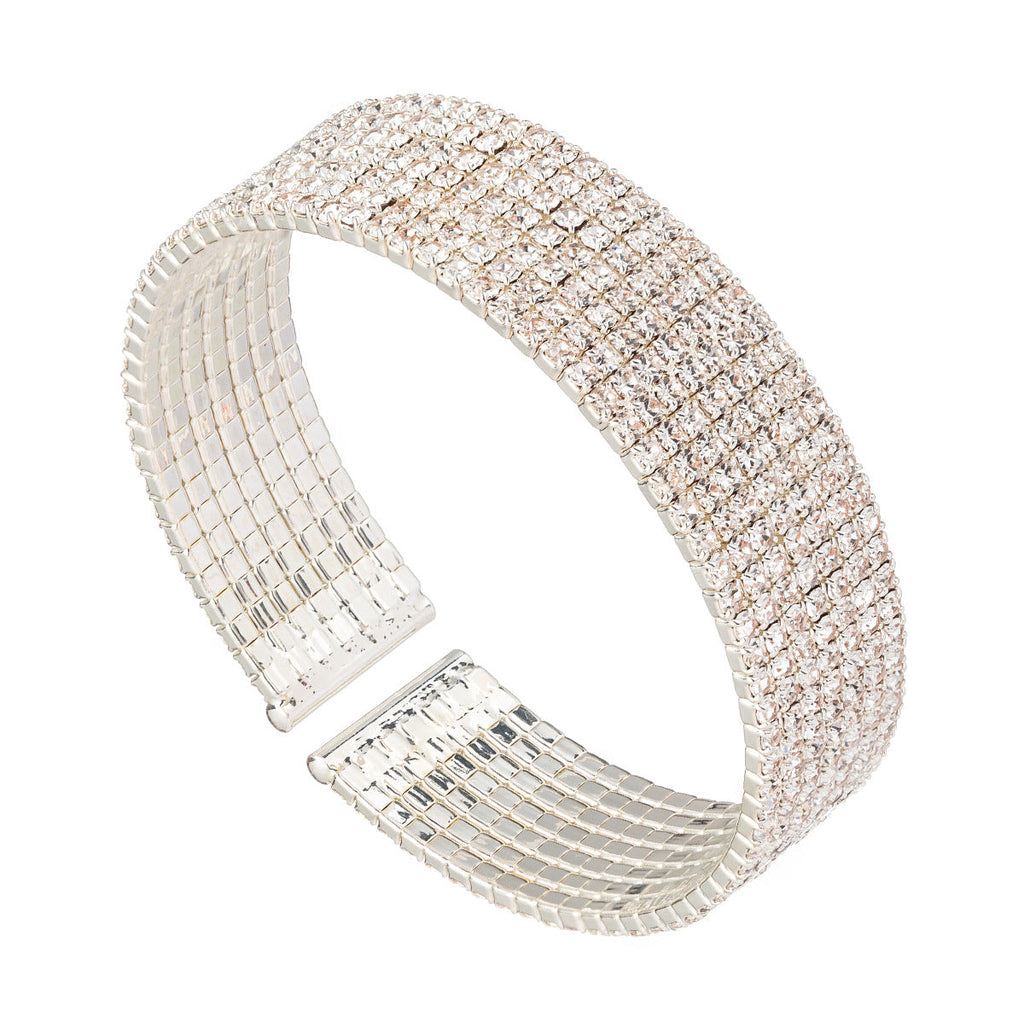 7 Row Rhinestone Cuff Bracelet B3943