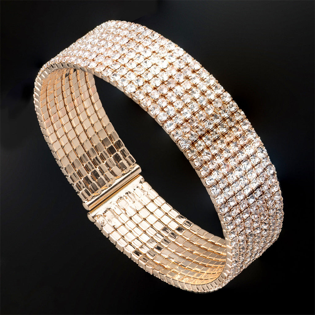 7 Row Rhinestone Cuff Bracelet B3943