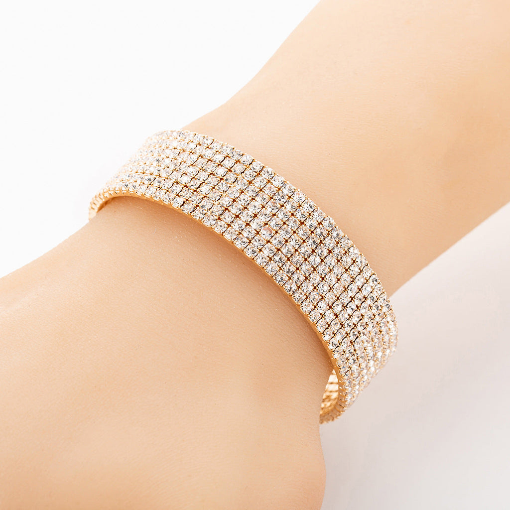 7 Row Rhinestone Cuff Bracelet B3943