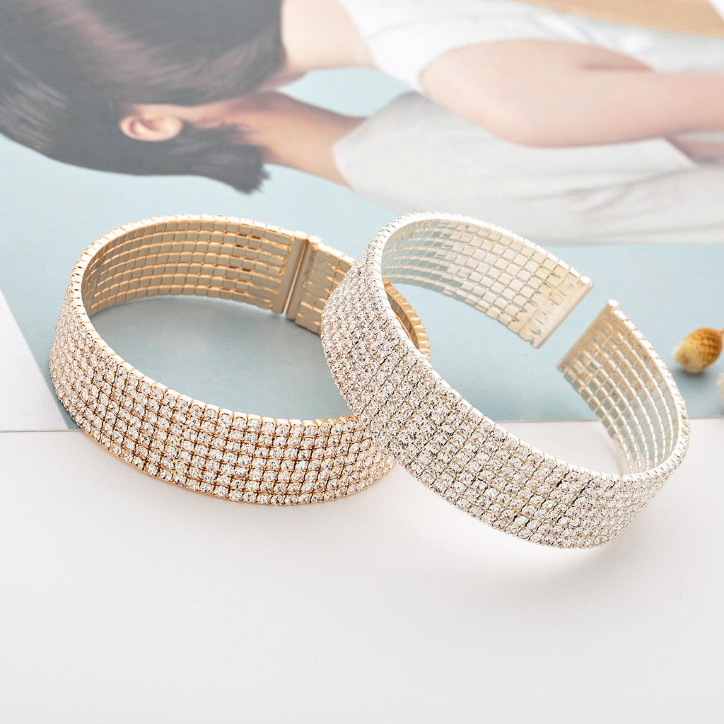 7 Row Rhinestone Cuff Bracelet B3943