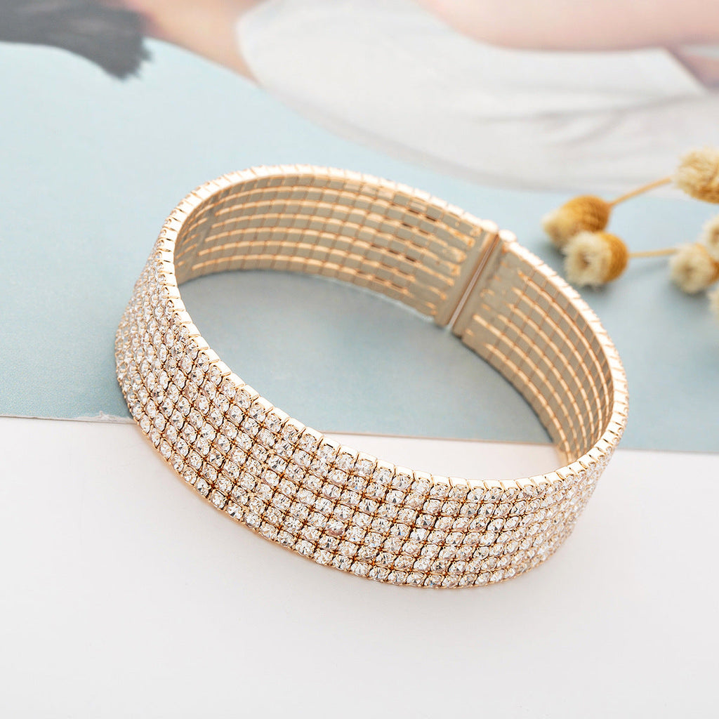 7 Row Rhinestone Cuff Bracelet B3943
