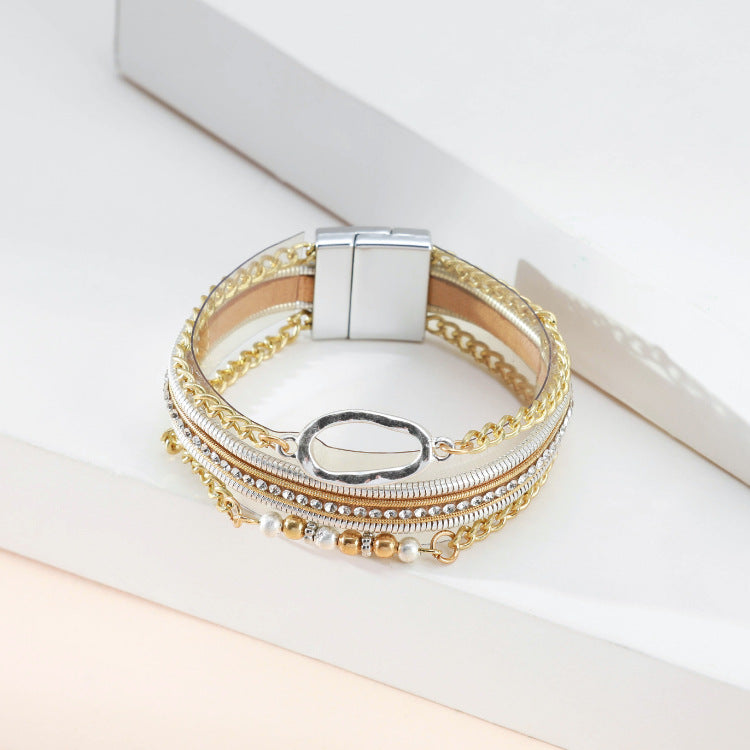 Geometry Multilayer Magnetic Bracelet B4009