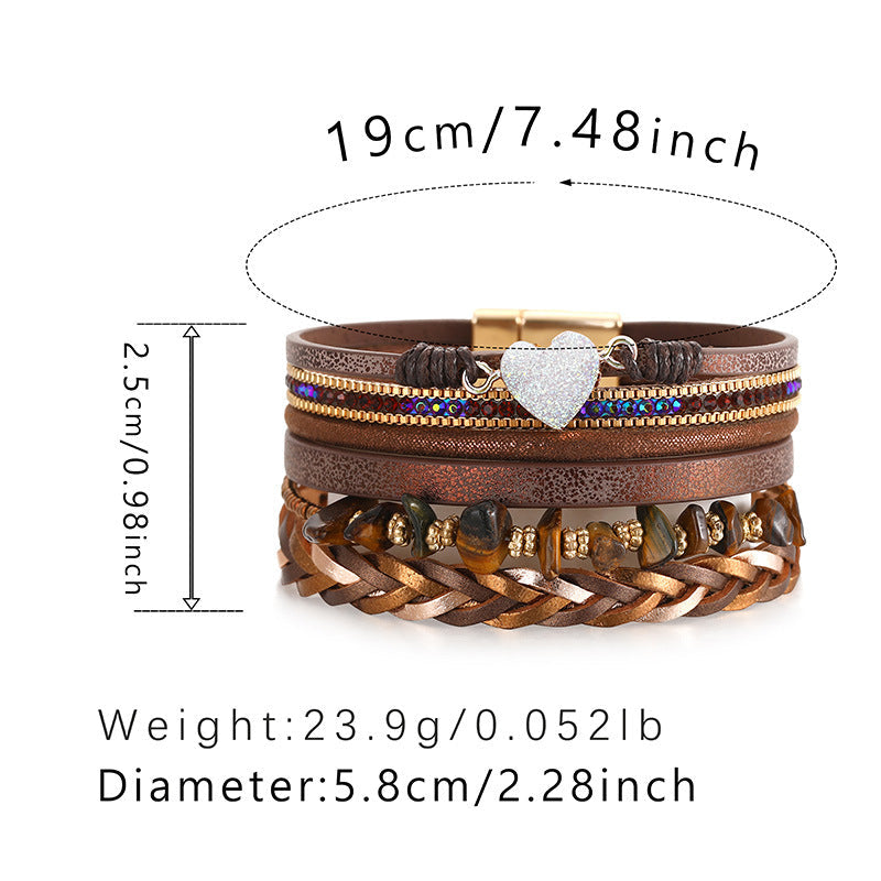 Heart Briaded Multi-Layer Magnetic Bracelet B4064 - view 13