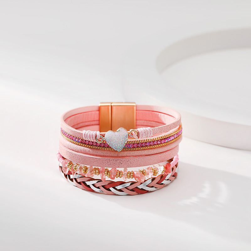 Heart Briaded Multi-Layer Magnetic Bracelet B4064 - view 2