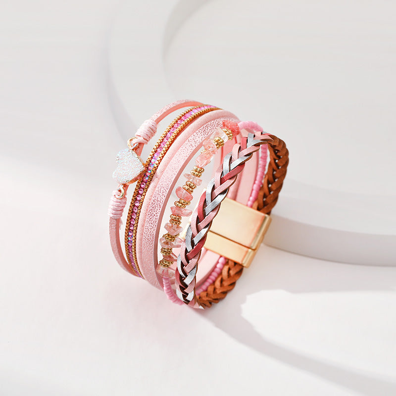Heart Briaded Multi-Layer Magnetic Bracelet B4064 - view 3