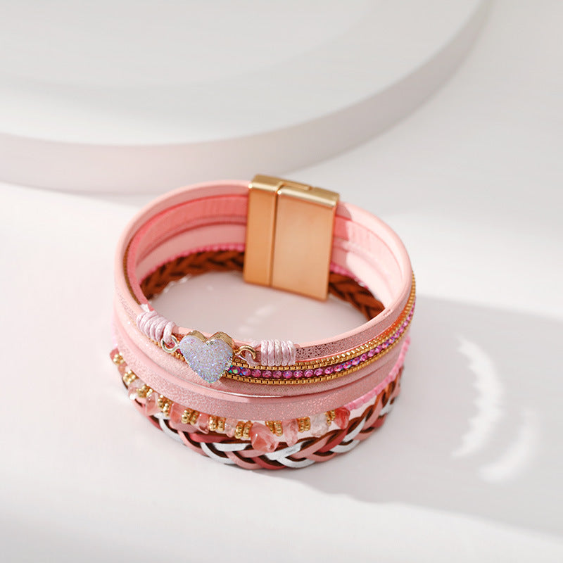 Heart Briaded Multi-Layer Magnetic Bracelet B4064 - view 5