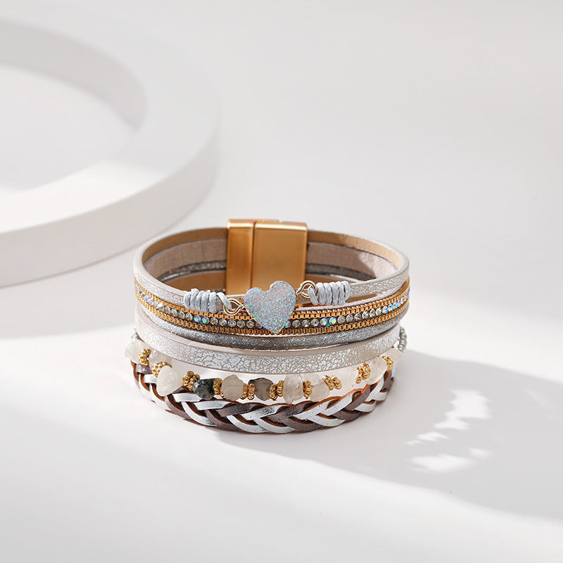 Heart Briaded Multi-Layer Magnetic Bracelet B4064 - view 6