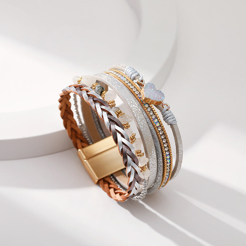 Heart Briaded Multi-Layer Magnetic Bracelet B4064 - view 7